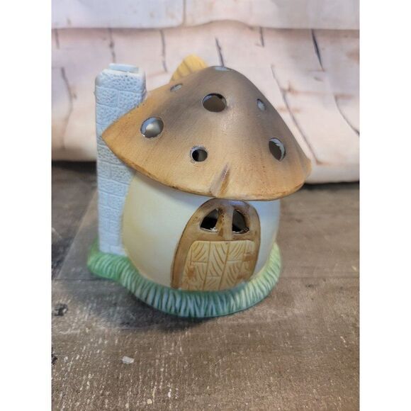 Ceramic Easter AS IS mushroom tea light house holder Decor figure - Picture 5 of 7